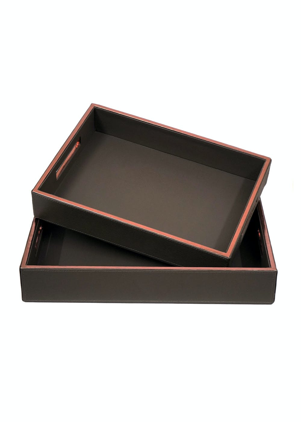Get Handmade Faux Leather Serving Tray Set of 2 at ₹ 1800 LBB Shop