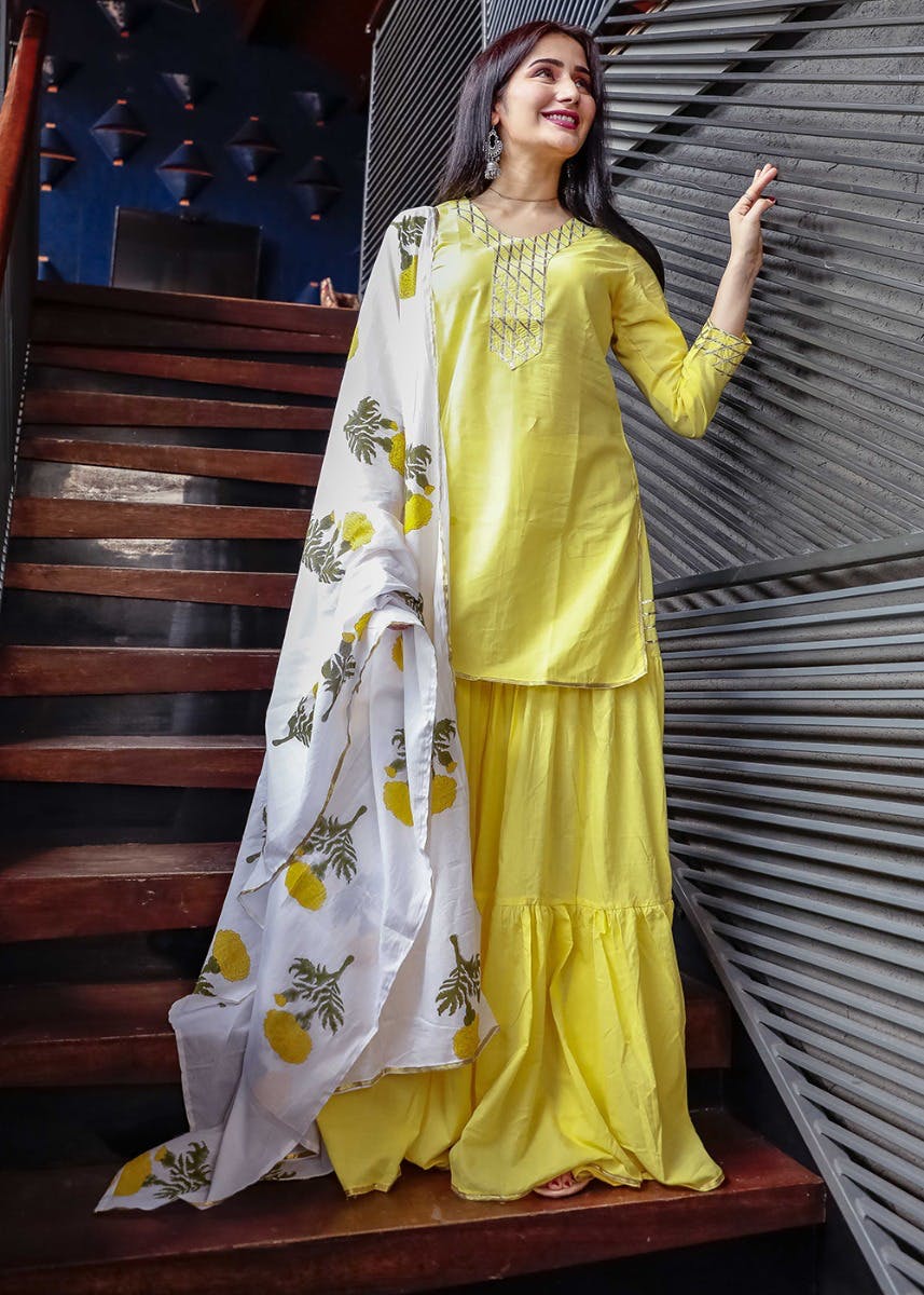 yellow sharara design