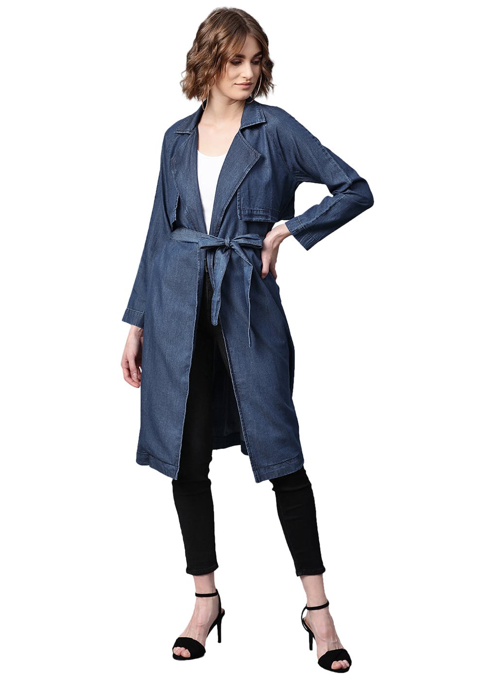 Get Indigo Tencel Trench Coat at ₹ 2099 LBB Shop