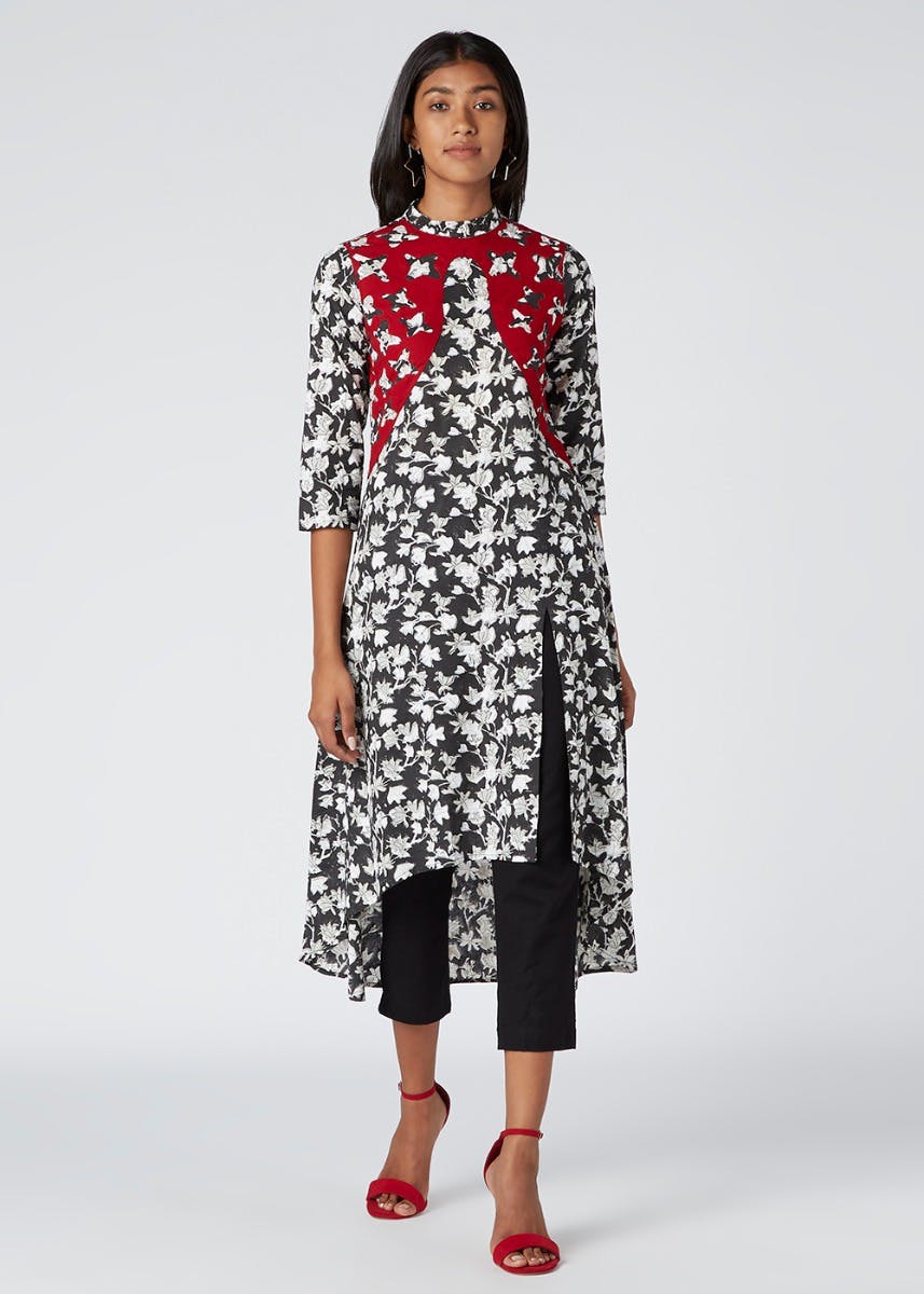 RFSS1024 - Printed Cotton Kurta with High slit main image 1