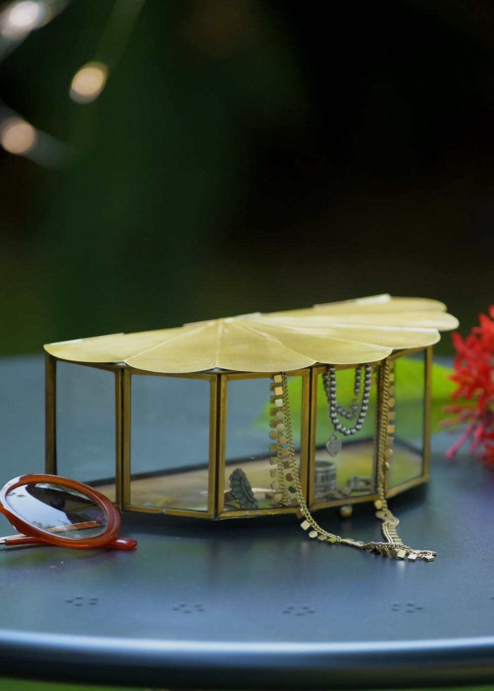 Get Peacock Wing Brass & Glass Jewelry Box at ₹ 1599 LBB Shop