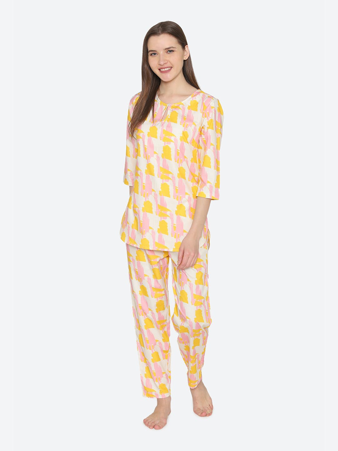 Buy LULU & SKY Tie Up Neck Long Sleeves Top & Pyjamas Satin Night Suit - Night  Suits for Women 25786276 | Myntra