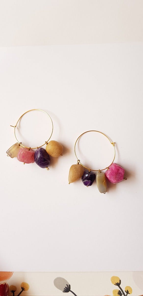 Lauren Ralph Lauren Gold-Tone Small Color Stone Hoop Earrings, 0.5