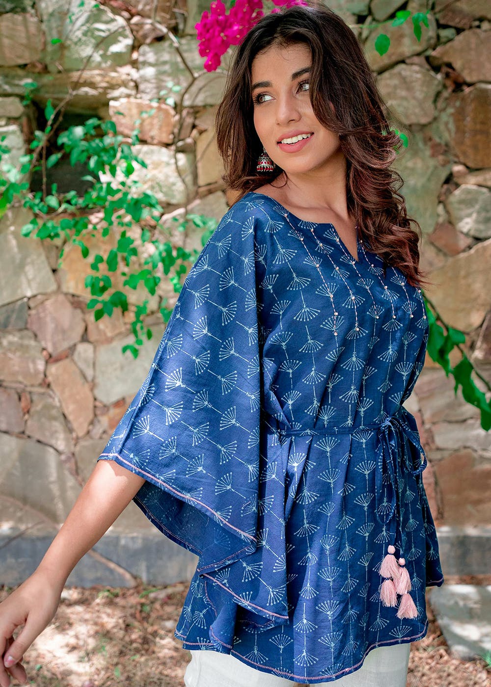 Indigo Designer Cotton Kaftan Top