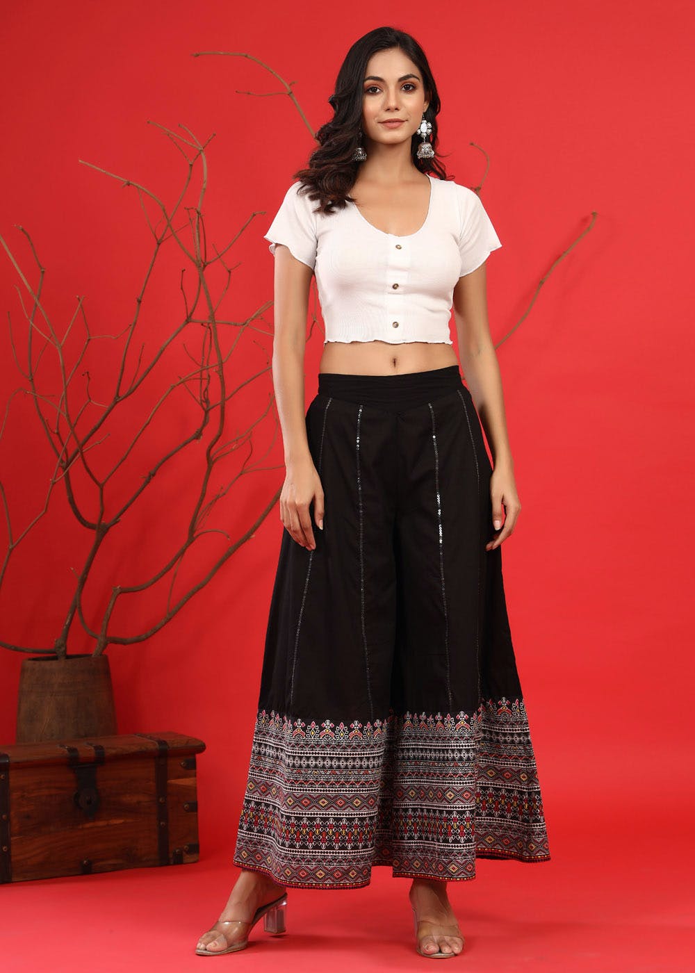Breathable Daily Use Trendy Fashionable Icon WomanS AllTime Favourite Black  Palazzo at Best Price in Chandauli  Farida Collection
