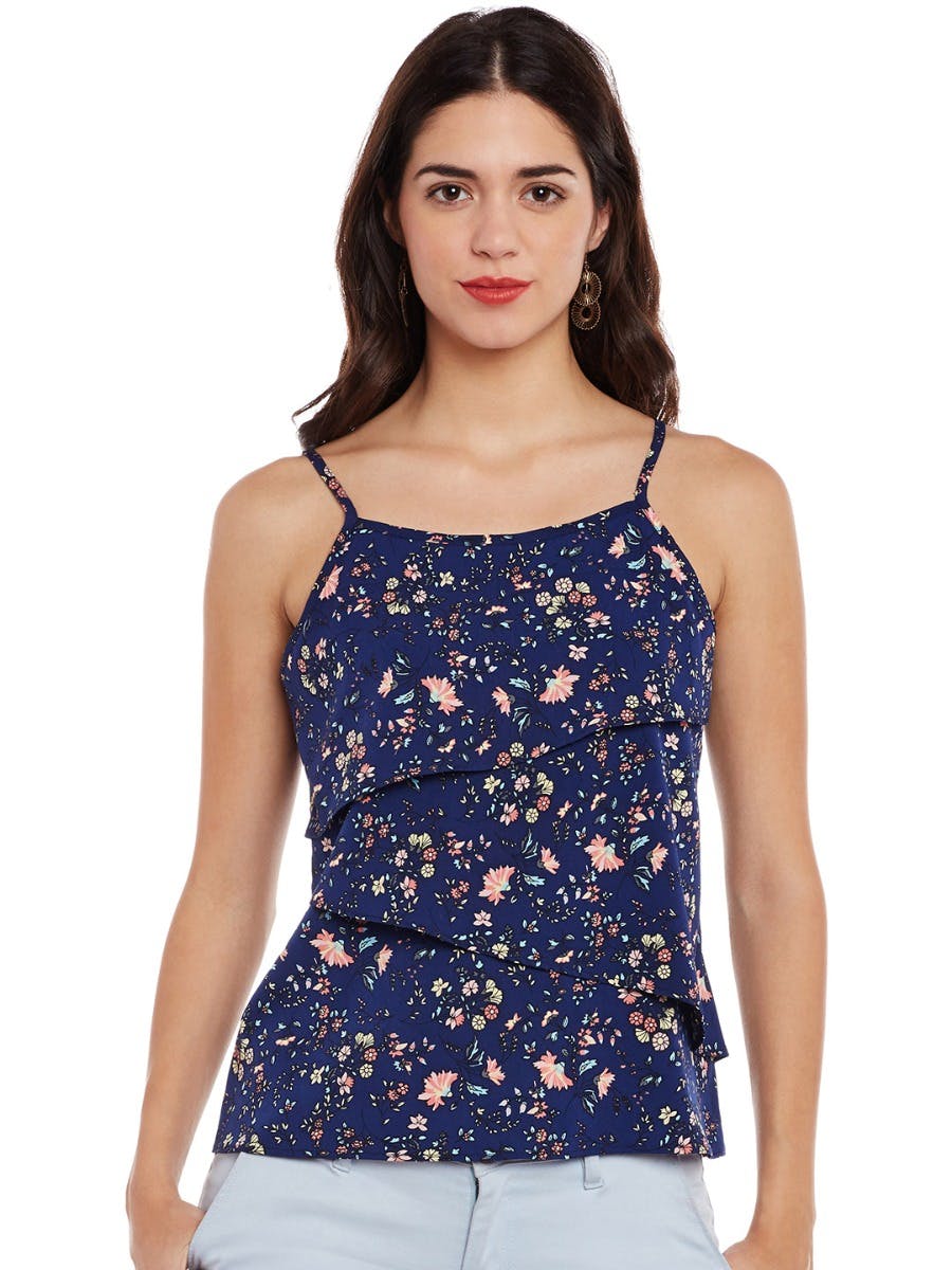 Paisley Sheer Spaghetti Flounce Top