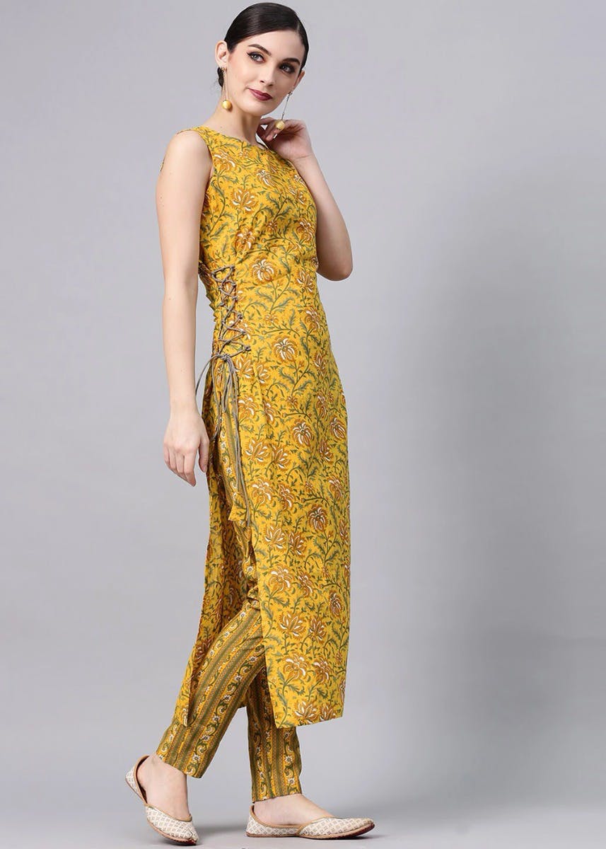 eloria Women's Fashion Solid Front Dori Tie-Up Neck Design Kurti, Fabric :  Cotton, Color : Sky Blue, Size : Medium - Walmart.com