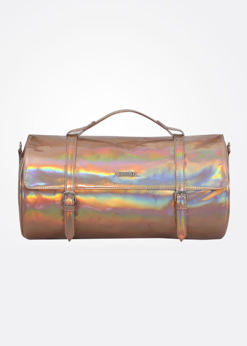 Buckle Detail Solid Glossy Duffle Bag - Copper
