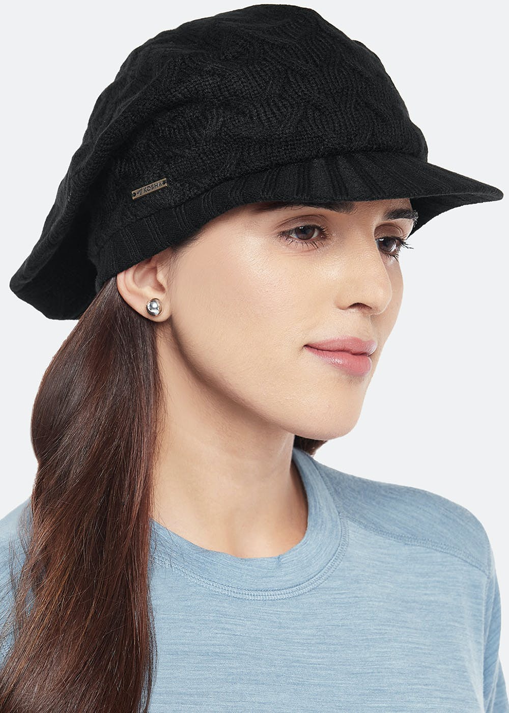 Get Solid Knitted Visor Beanie Cap at 