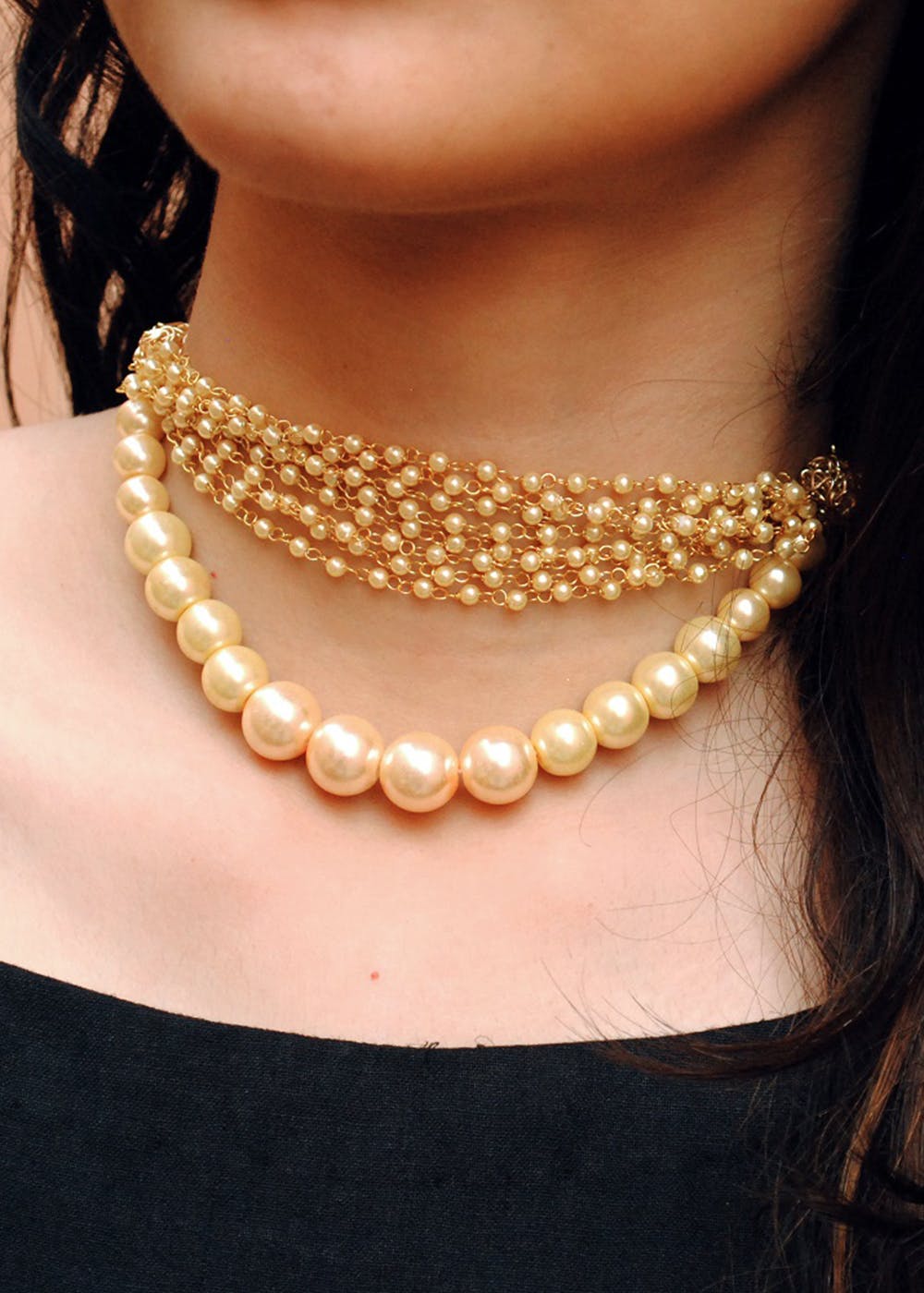 Get Pearl Detail Layered Choker at 