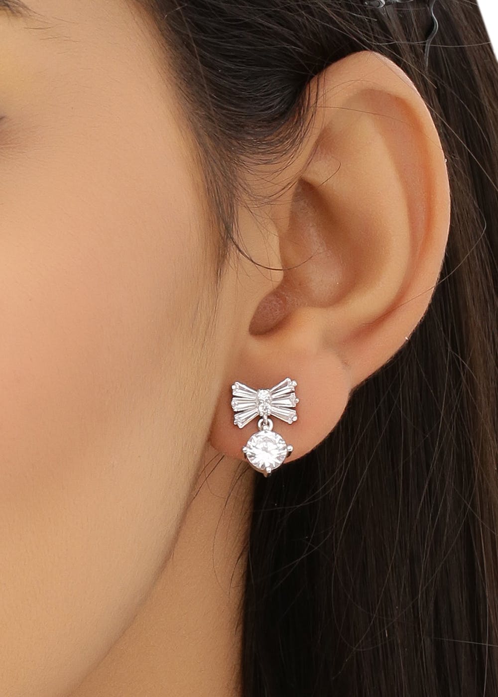 18K White Gold Diamond Bow Stud Earrings  Longs Jewelers