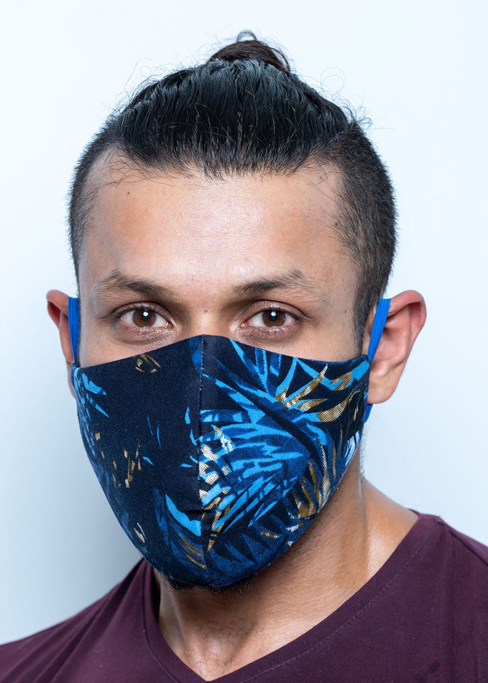 Tropical Printed Face Mask - Blue