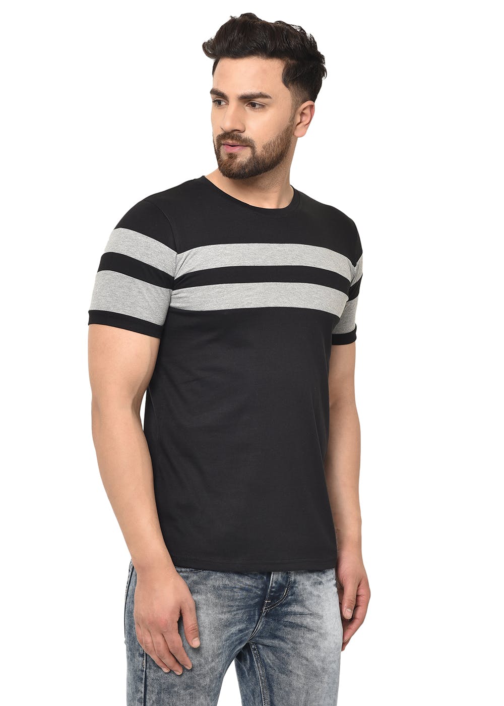 striped round neck t shirt
