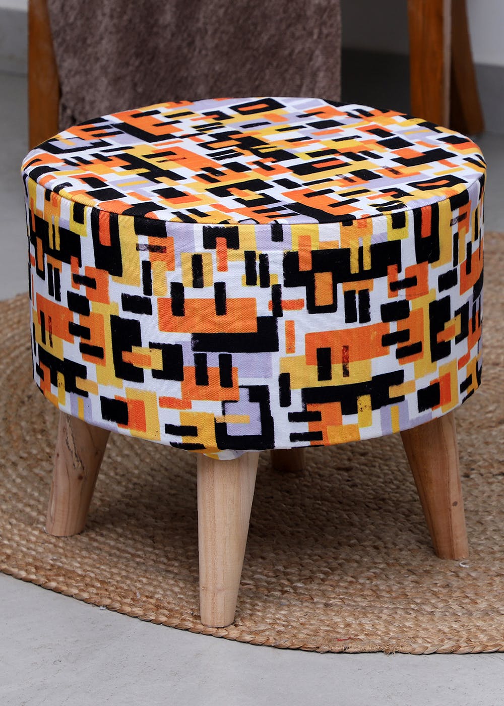 Get MultiColoured Bricks Printed Puffy Stool at ₹ 1999 LBB Shop