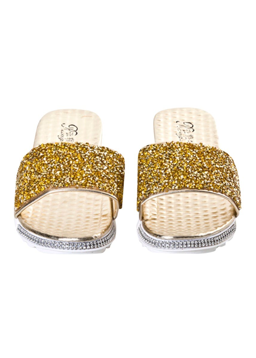 Women Rhinestone Decor Slide Sandals, Glass Glamorous Sandals Gold | SHEIN  USA