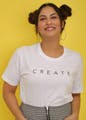 White,Clothing,T-shirt,Neck,Yellow,Sleeve,Top,Shoulder,Muscle,Shirt