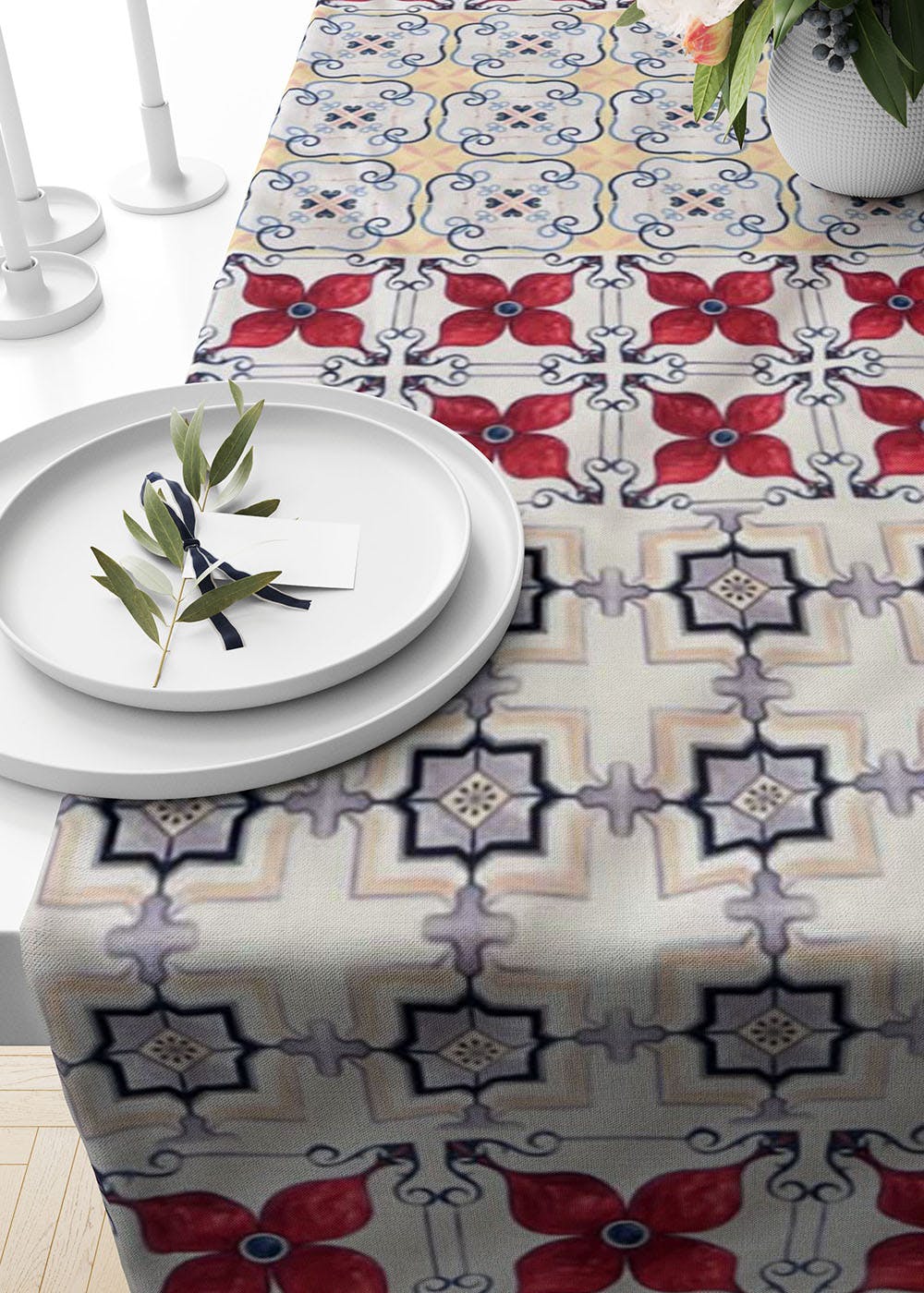 Geometric style handloom fabric placemat table mats 2 at ₹750