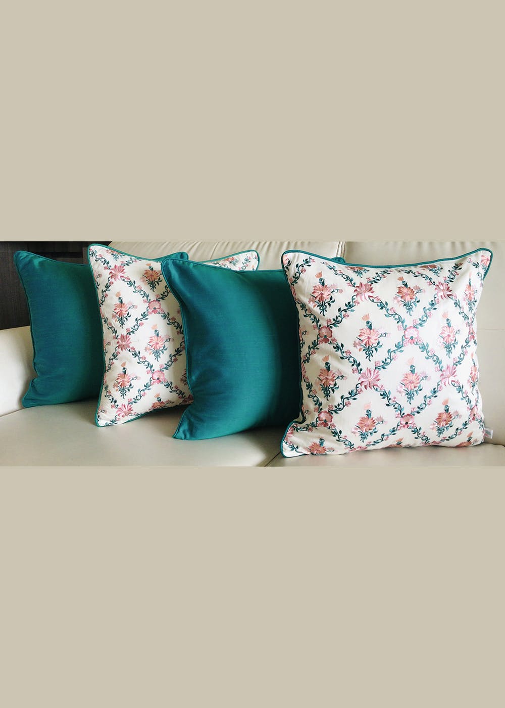 Get Embroidered Cushion Covers Set Of 4 16 X 16 Inches Paradise