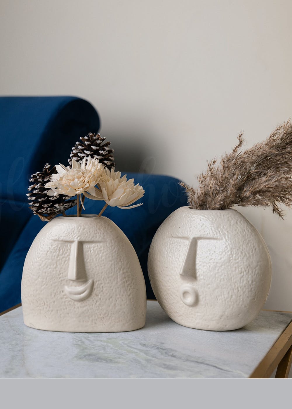 Get Ceramic Flower Vase Set Of 2 White, Matt Finish at ₹ 1799 LBB Shop