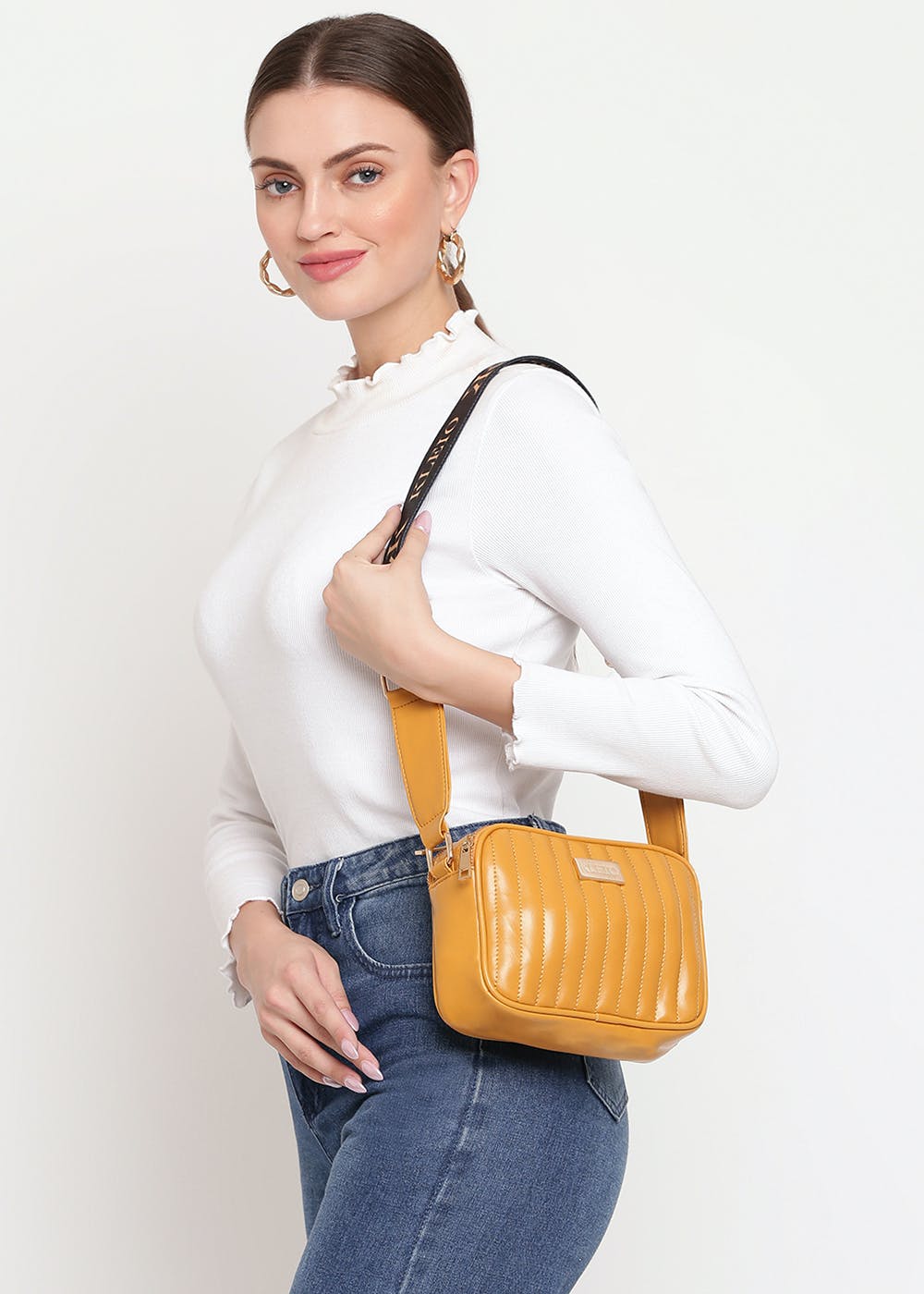 Get Quilted Travelling Crossbody Mustard at ₹ 1424 | LBB Shop