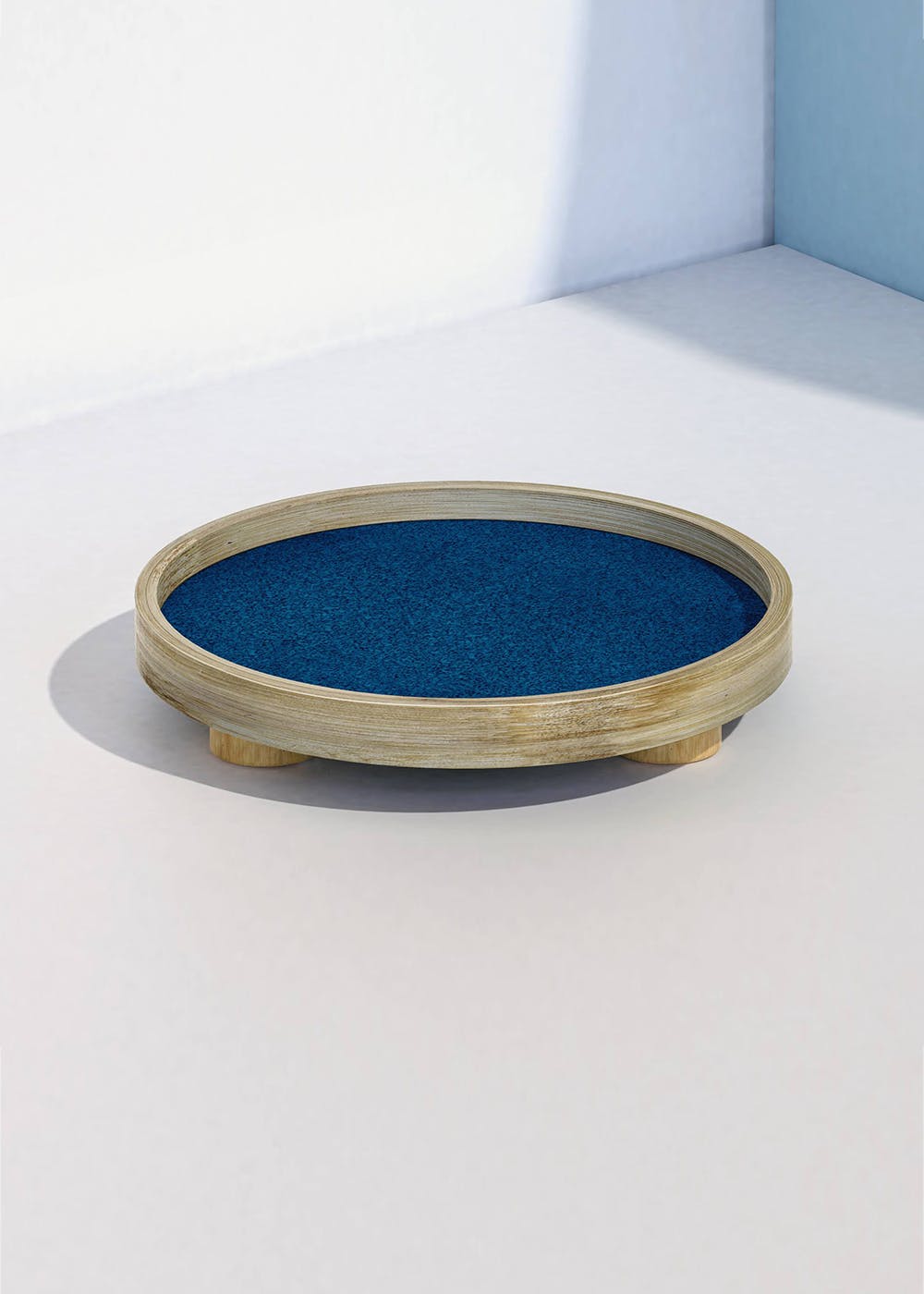 Bamboo Round Podium Tray - Blue