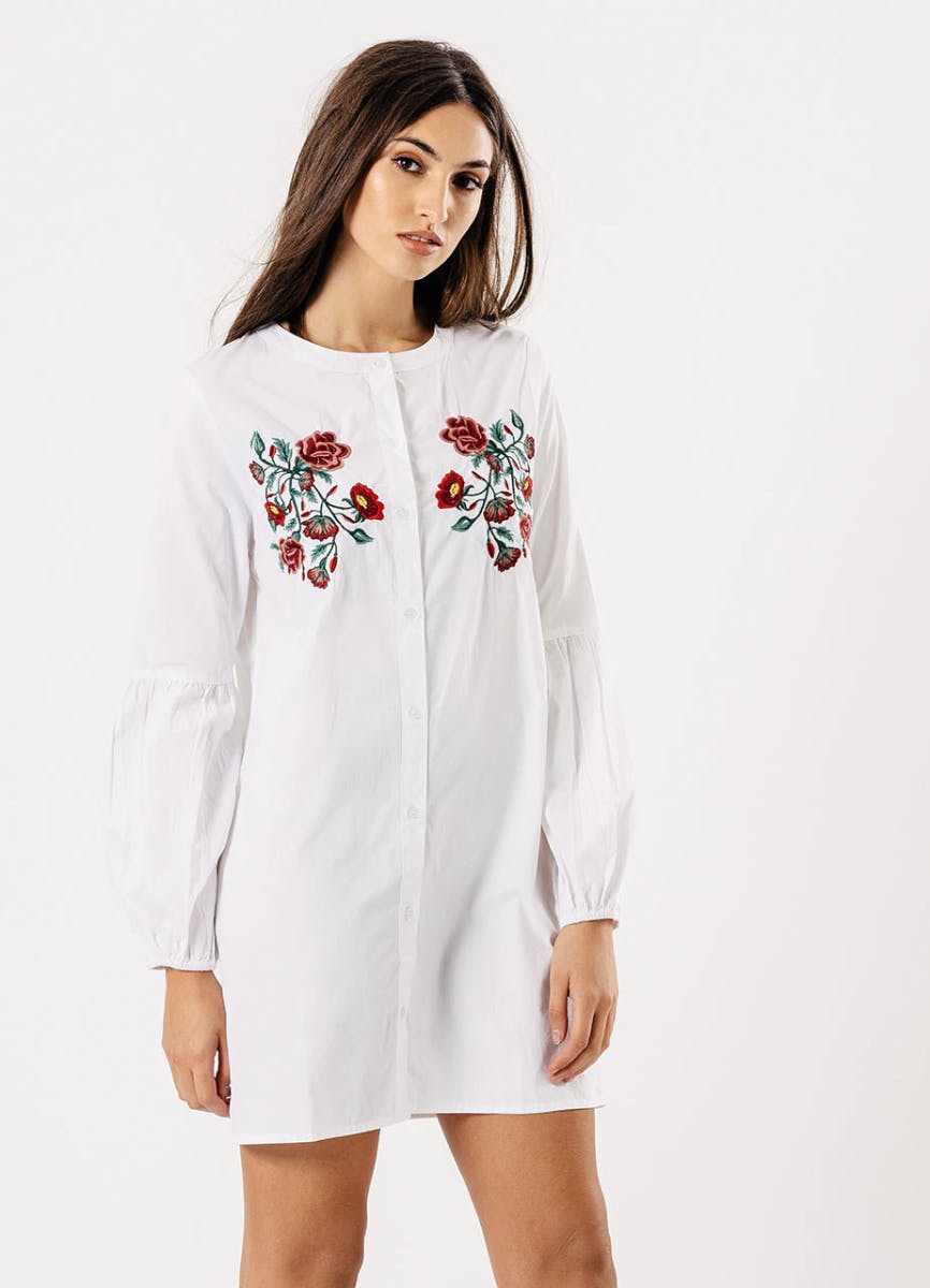 Shirt Dress Embroidered Bodice