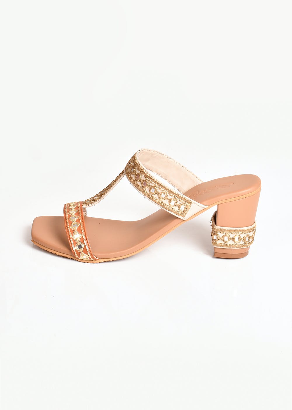 Get Mirror Work Detail Tan \u0026 Beige 