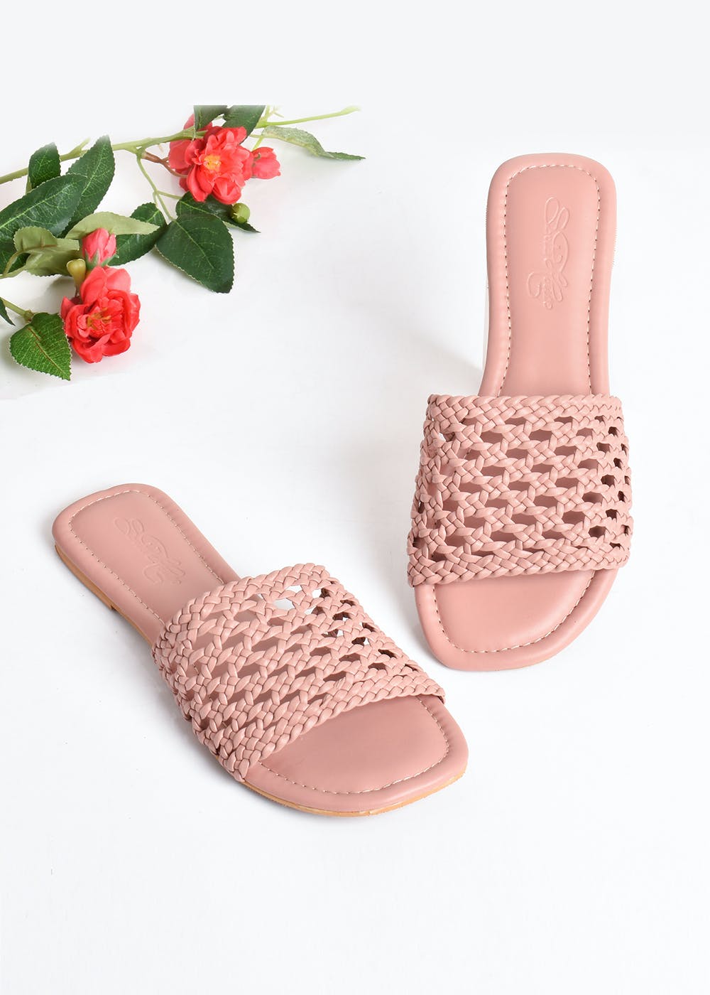 Woven discount slide sandals