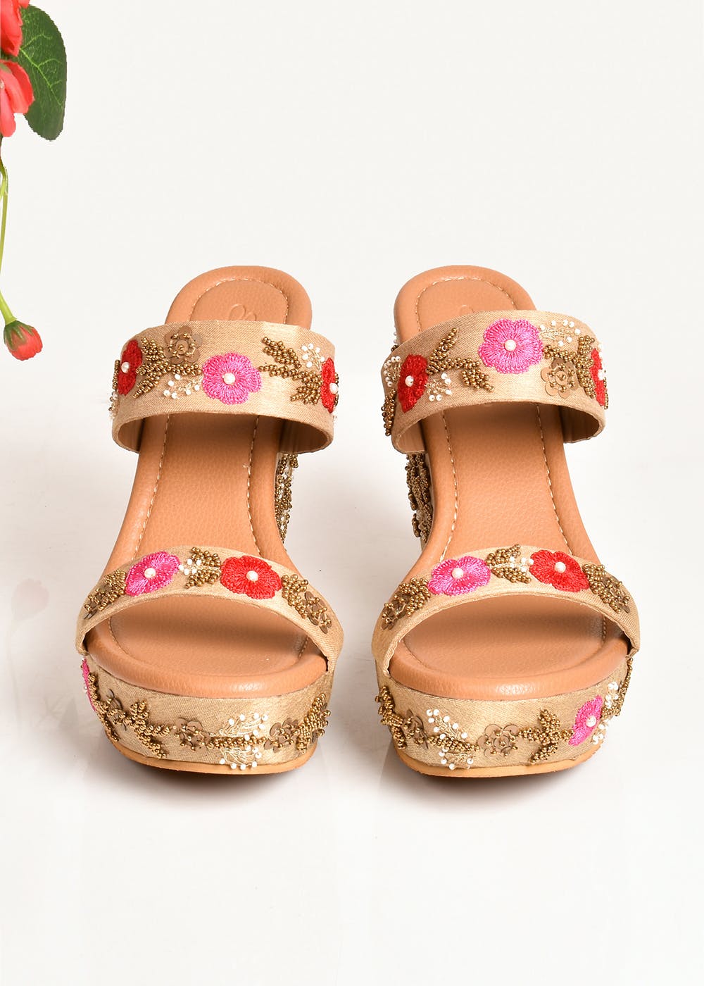 Cecelia New York Floral Cork Wedge Sandals - QVC.com