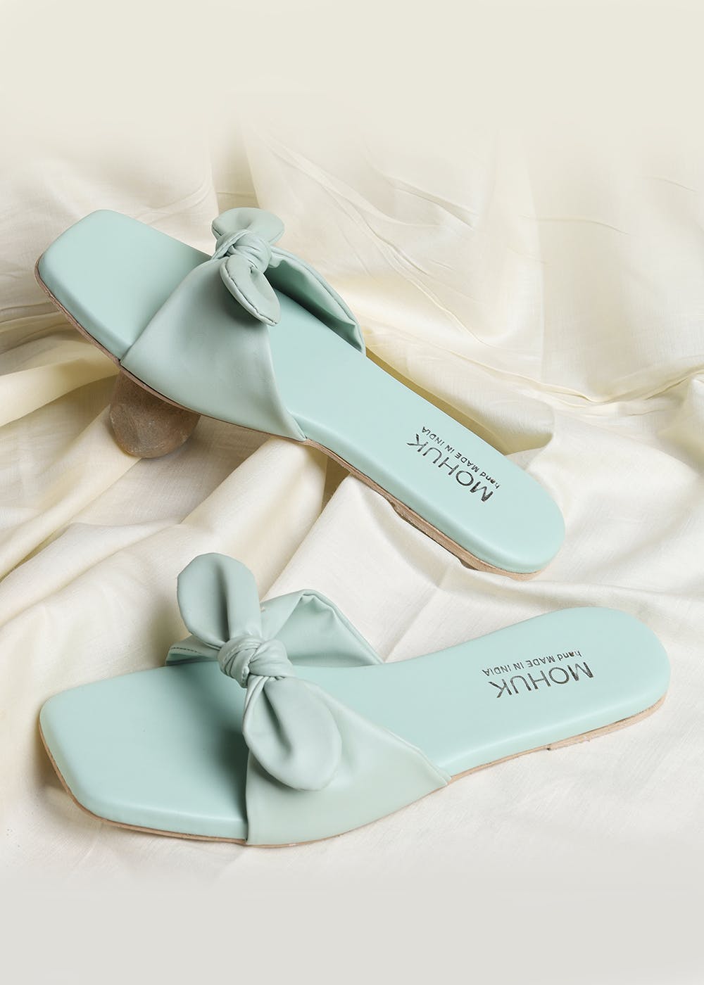 Get Mint Green Bow Knotted Slides at ₹ 649 | LBB Shop