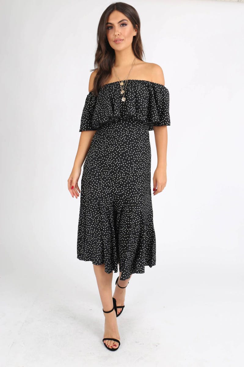 polka dot midi dress