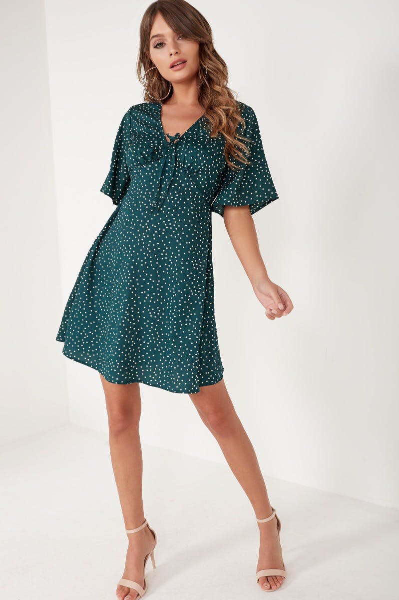 Amélie Polka Dot Lace-Up Back Maxi Dress – Roseline