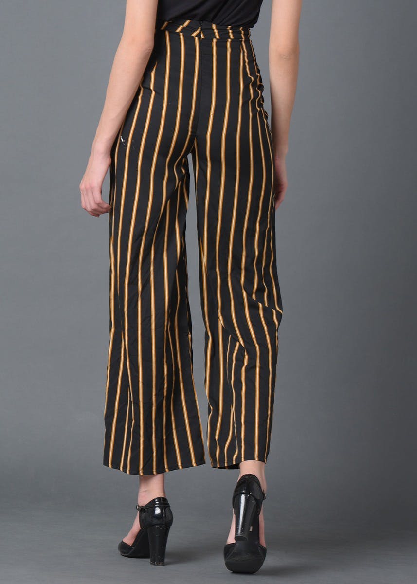 NAKD Trousers and Pants  Buy NAKD Flared Striped PantsBlackStripe  OnlineNykaa Fashion