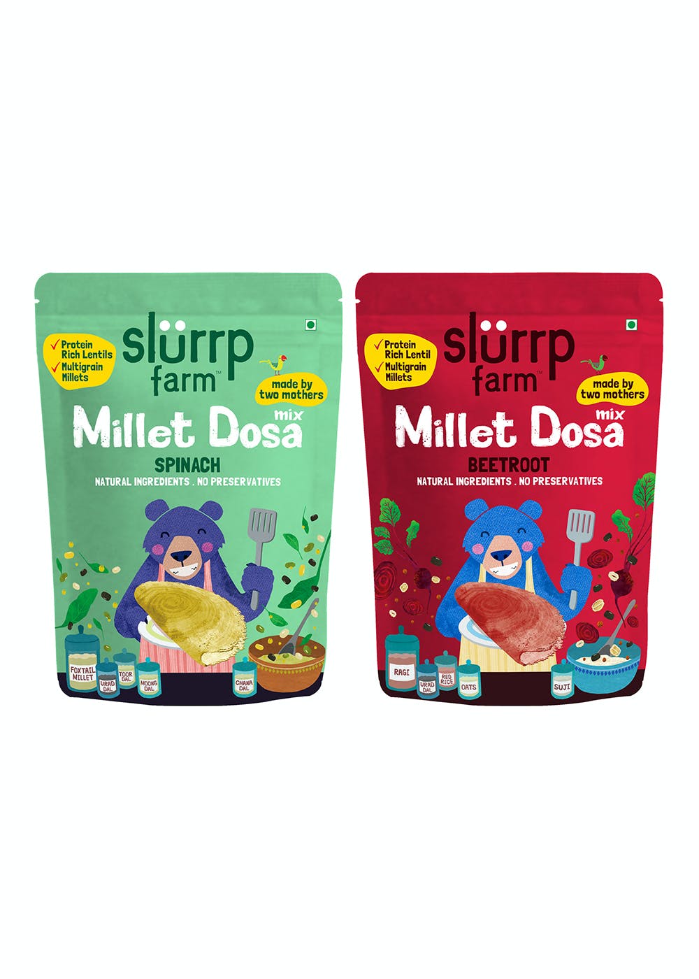 Get Millet Dosa Mix (Spinach + Beetroot) Combo Pack of 2 at ₹ 178