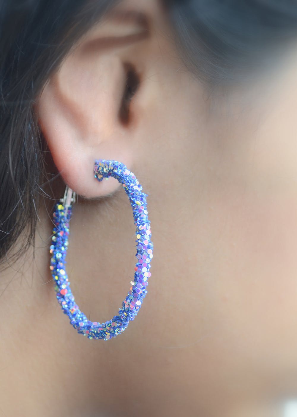 Blue Star Spiral Hoop Twist Earrings - Roseraie Gal
