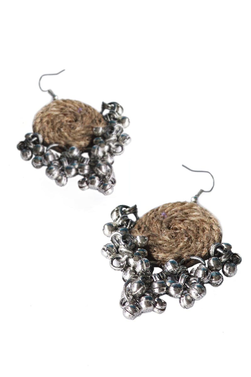 Brown - Ayat Ghungroo Work Fabart Handmade Earrings main image 1