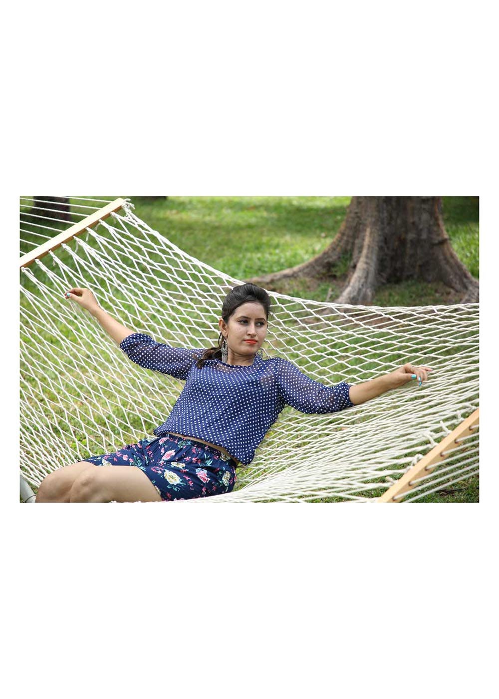 Cotton Rope Outdoor Hammock - (4Ft x 11Ft) (Natural)