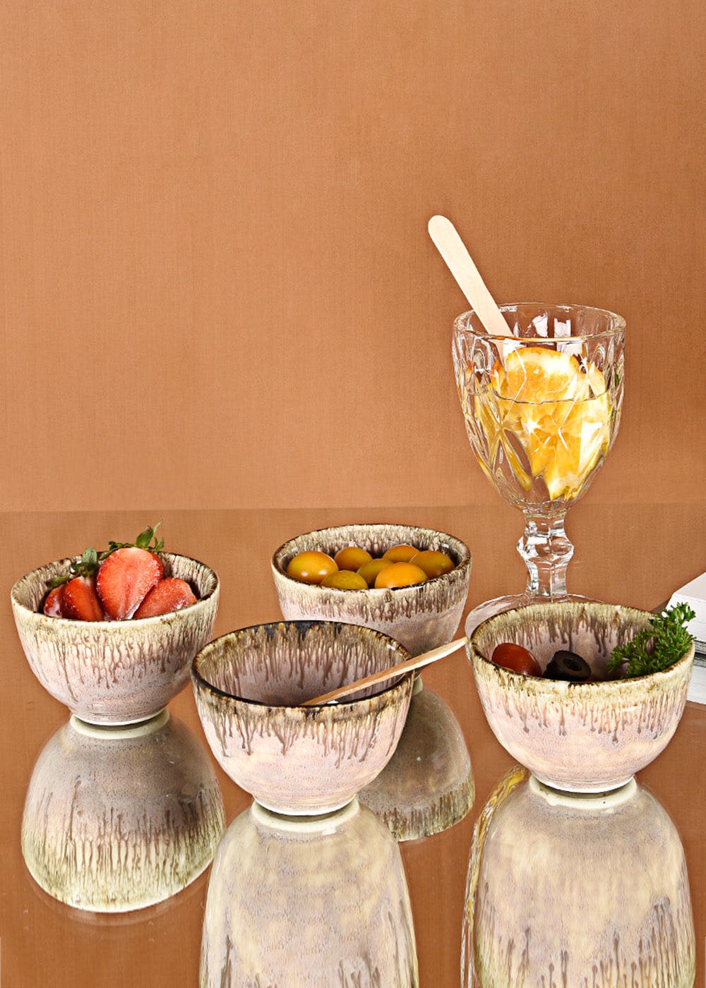 Round Ceramic Palette Bowl (Set Of 4) - Pink