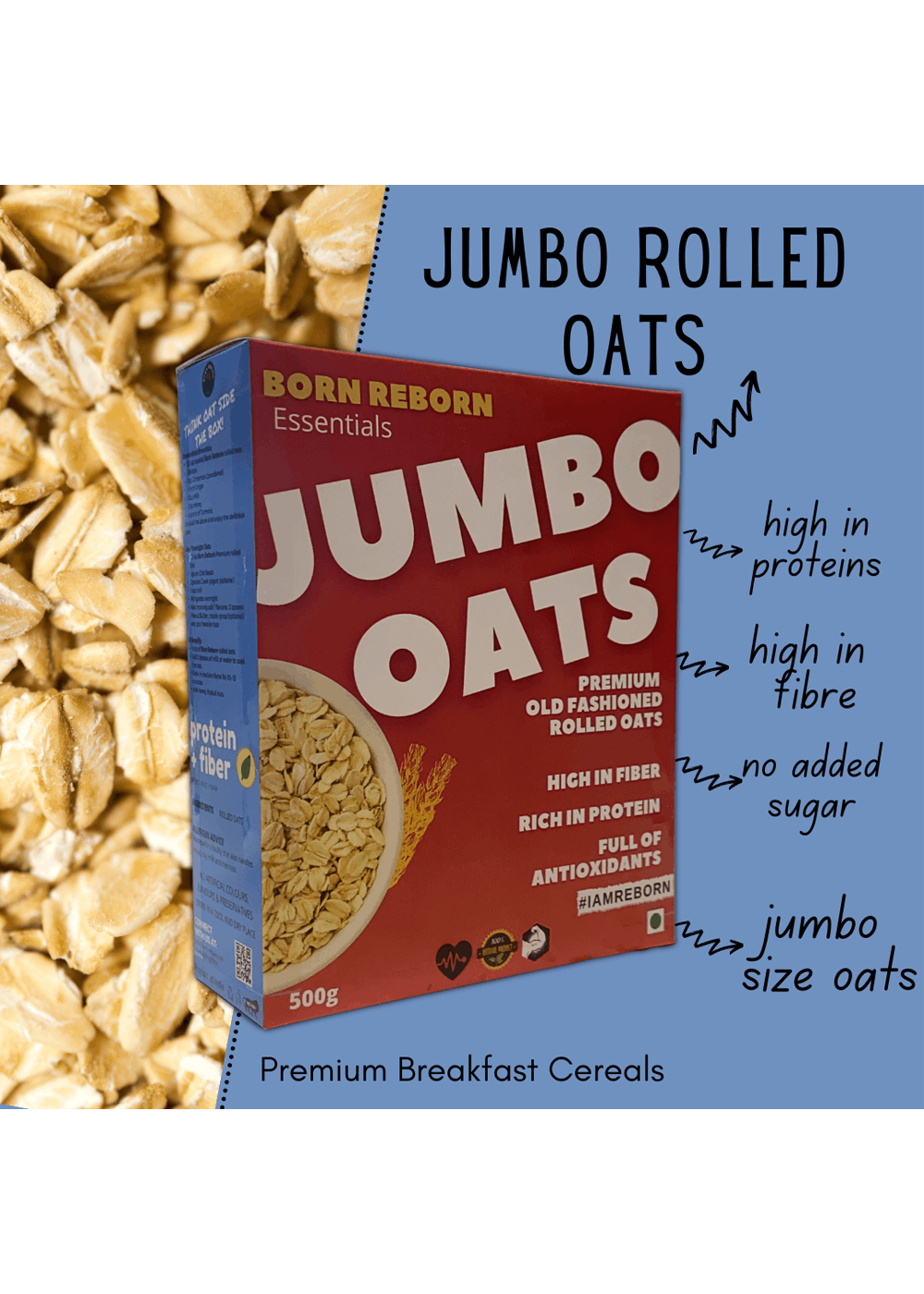 Get Premium Jumbo Rolled Oats Cereal Gluten Free Pack of 2 500