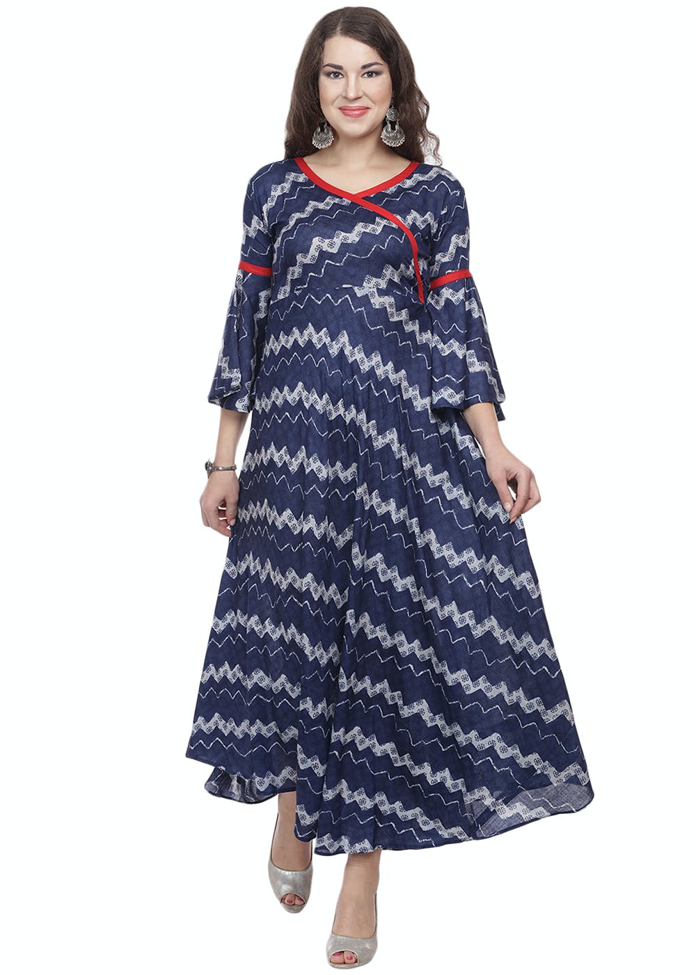 Indigo Azure Print Angrakha Dress