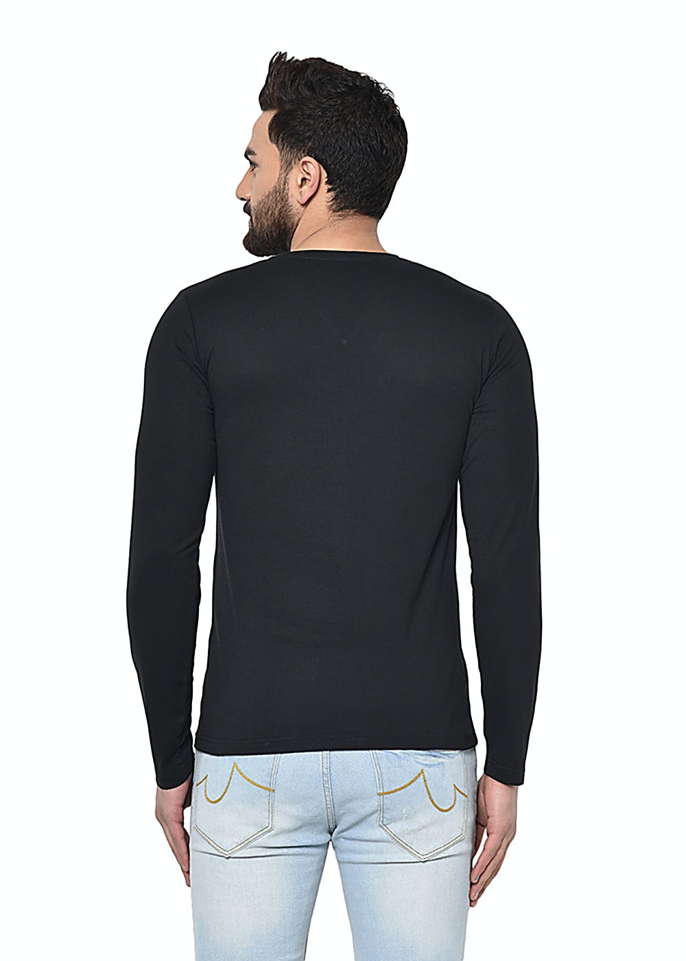 Get Solid V-Neck Full Sleeves T-Shirt 