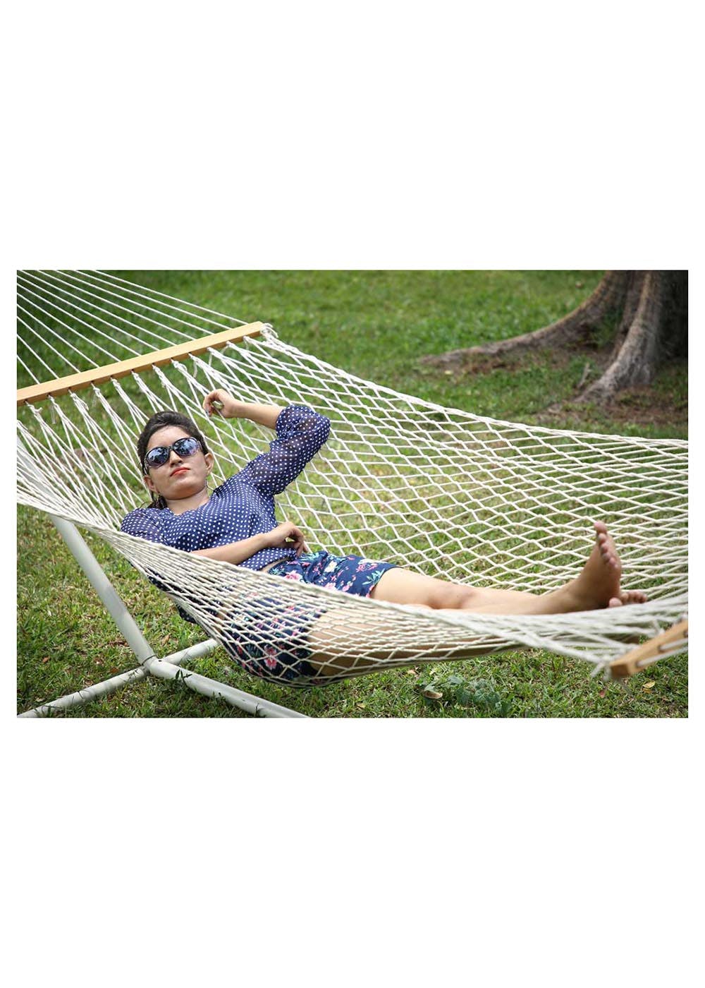 Get Cotton Rope Outdoor Hammock - (4Ft x 11Ft) (Natural) at ₹ 2499