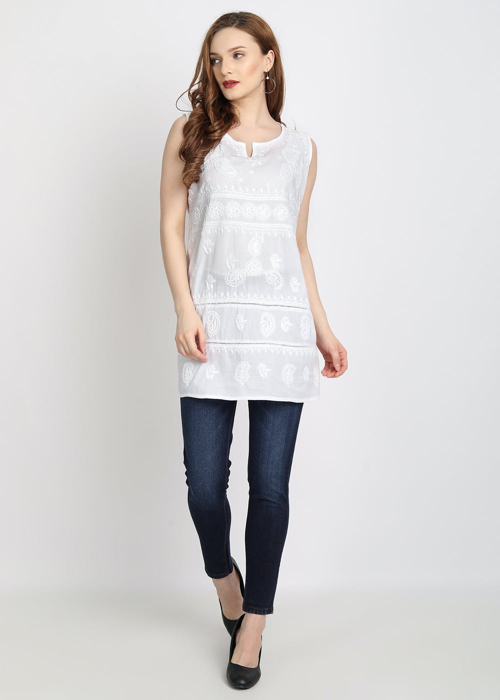 Chikan blouses- chikan tunics, tinics, shorts kurtis, long tops cotton  fabrics