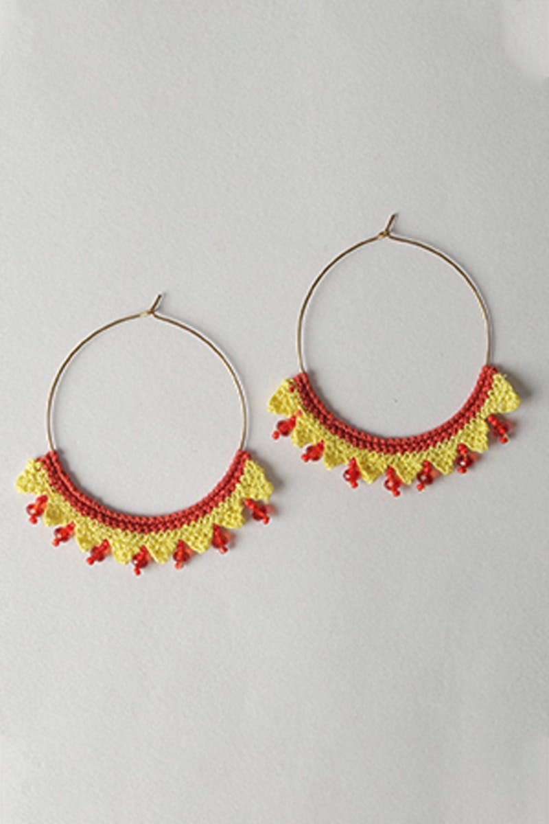 Crochet & Glass Bead Embroidered Hoops