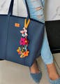 Bag,Handbag,Tote bag,Fashion accessory,Joint,Electric blue,Luggage and bags,Style,Jeans