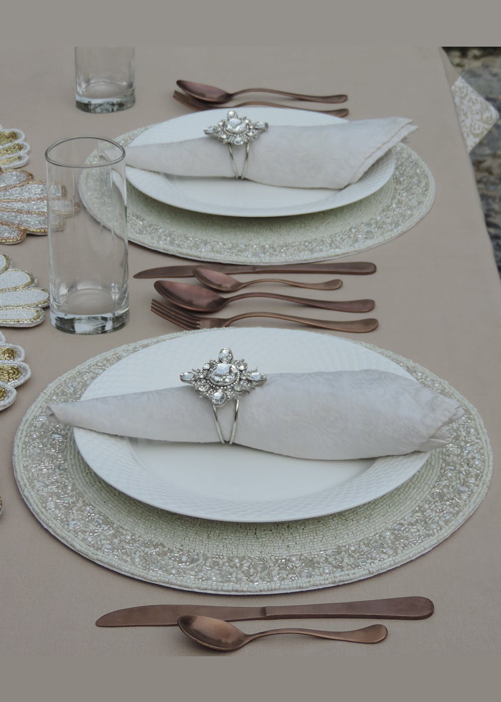 Get Cream Embroidered Placemat at ₹ 699 LBB Shop