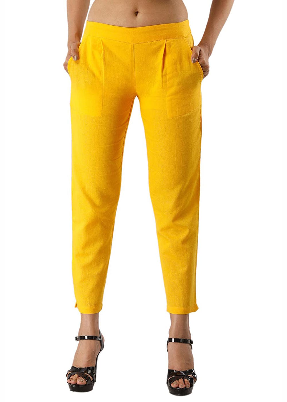 womens yellow ankle pants