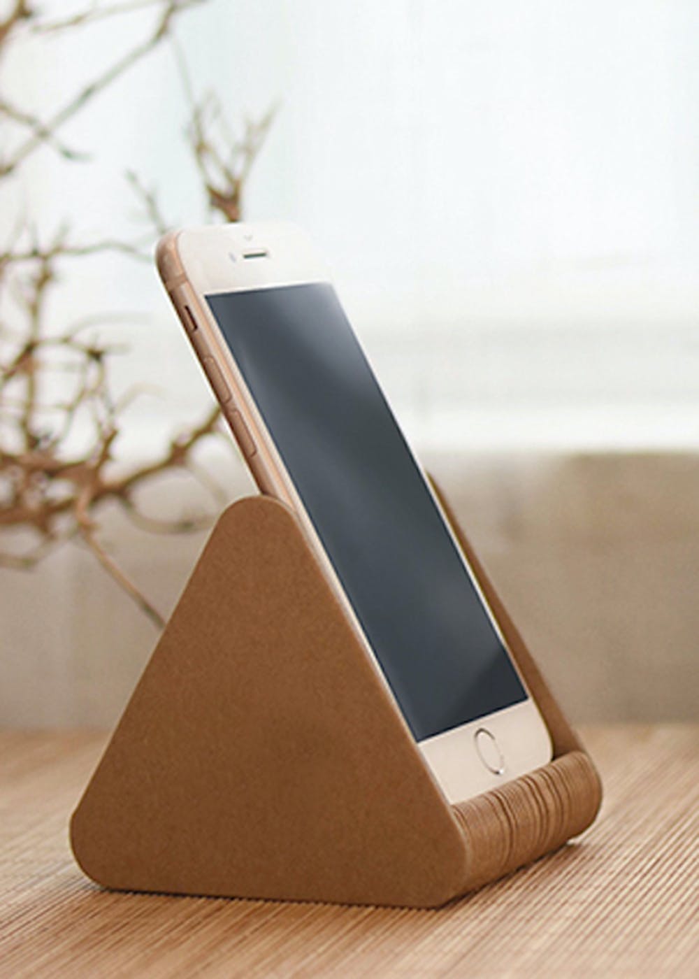 Triangle Mobile Holder   - Brown