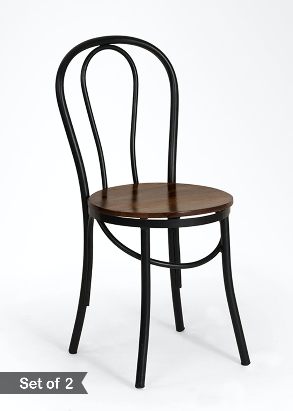Get Black Chair With Wooden Seat Set Of 2 at ₹ 11995 LBB Shop