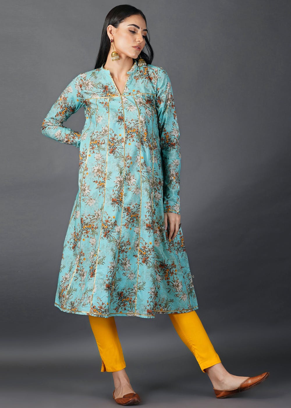 Get Digital Printed Kalidaar Full Sleeves Cotton Kurta at ₹ 3350 LBB Shop